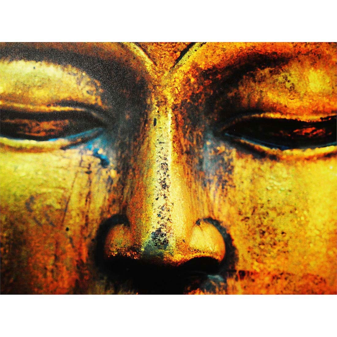 Wee Blue Coo Buddha Statue Head Face Art Print Poster Wall Decor 12X16 Inch