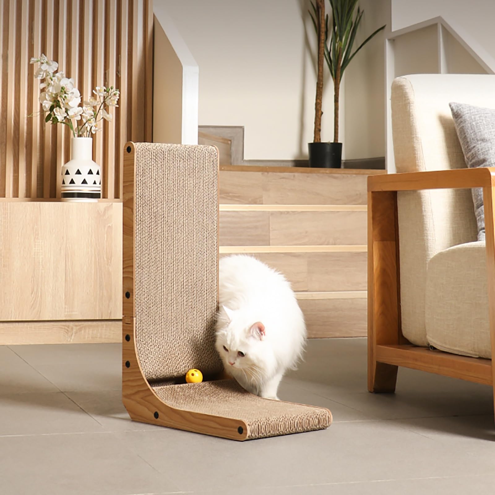 Griffoir pour Chat en Forme De L, Planche À Gratter De 25,6 Pouces pour Chats D'intérieur, Grattoir pour Chat en Carton Ondulé, Grattoir pour Chat GeRRiT, Grattoirs pour Chats D'intérieur (Size : 11.