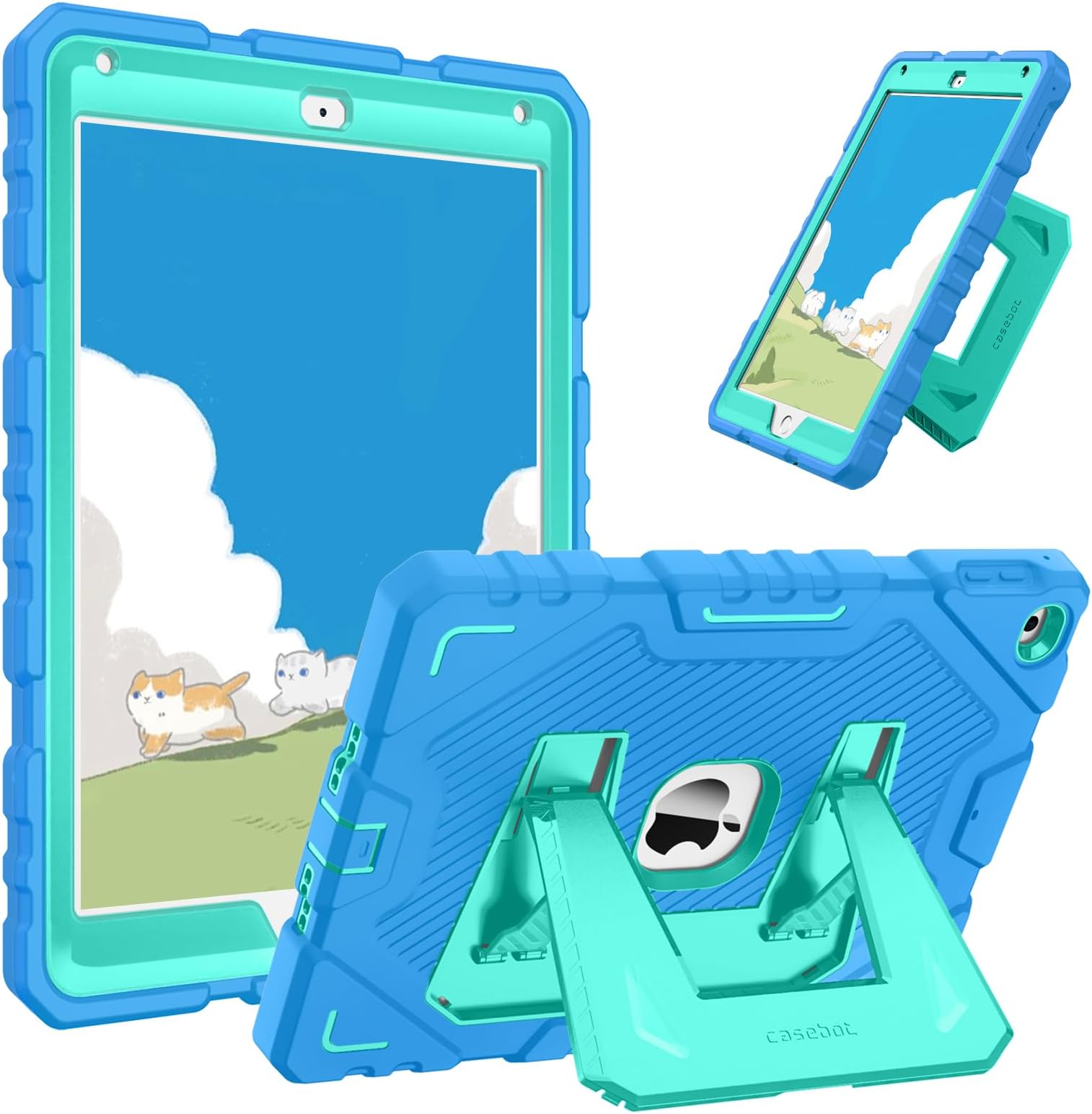 Fintie Case for iPad 6th / 5th Generation (2018 2017 Model, 9.7 Inch), iPad Air 2 (9.7 Inch), Fully-Body Rugged Heavy Duty Shockproof Protective Case with Built-in Kickstand for Kids, Blue