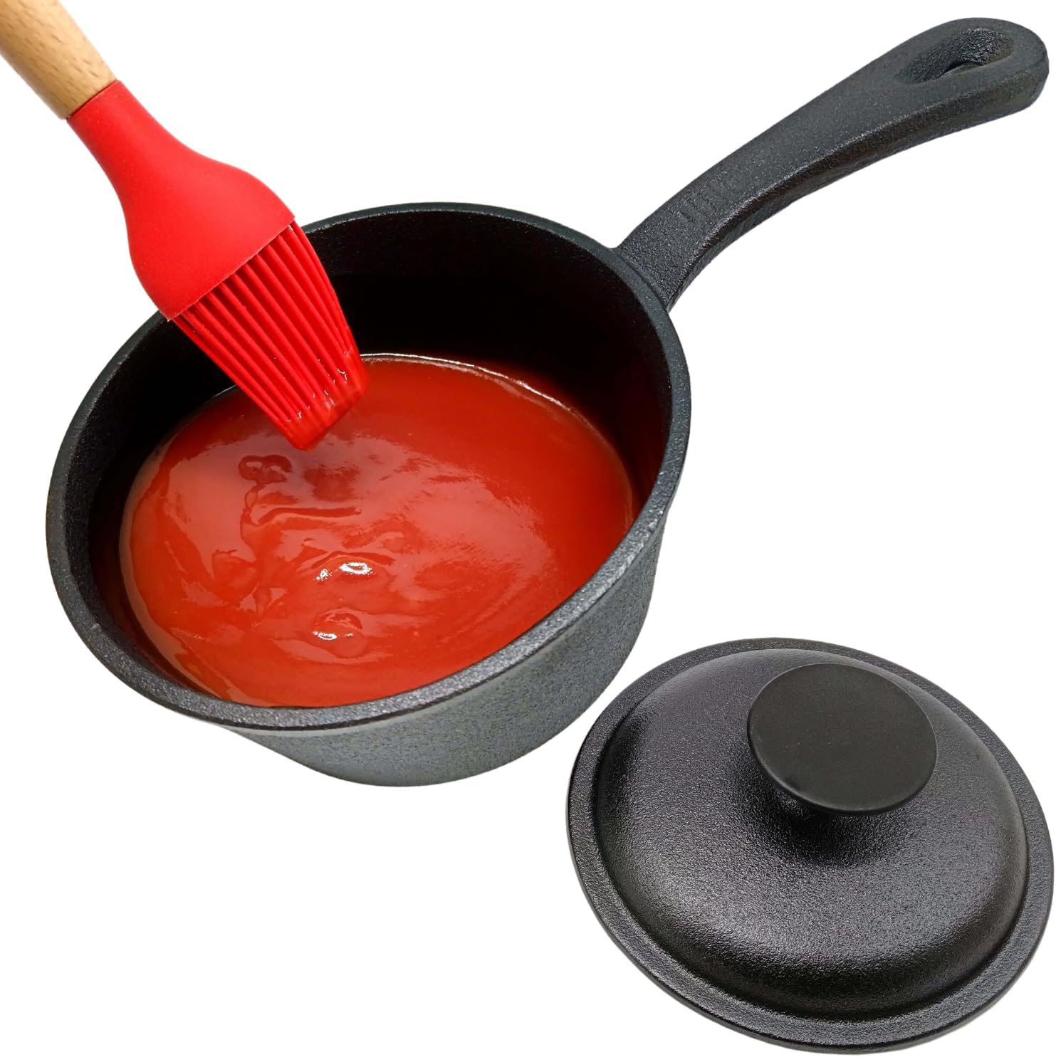 Cast Iron Sauce Pot with Lid 1 Quart BBQ Sauce Pot with