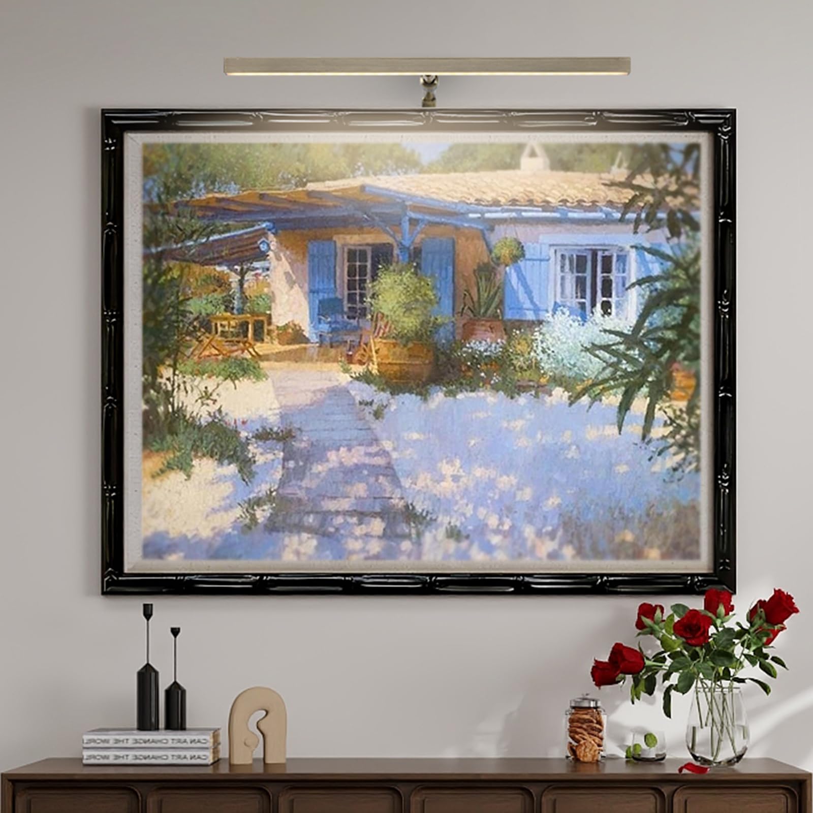 Pasoar LED Picture Lights for Paintings Plug in, 16 Inch 4W Adjustable Art Light Gallery Wall Light for Display Art Work, Antique Brass Finish, CRI90+, 3000K Warm White