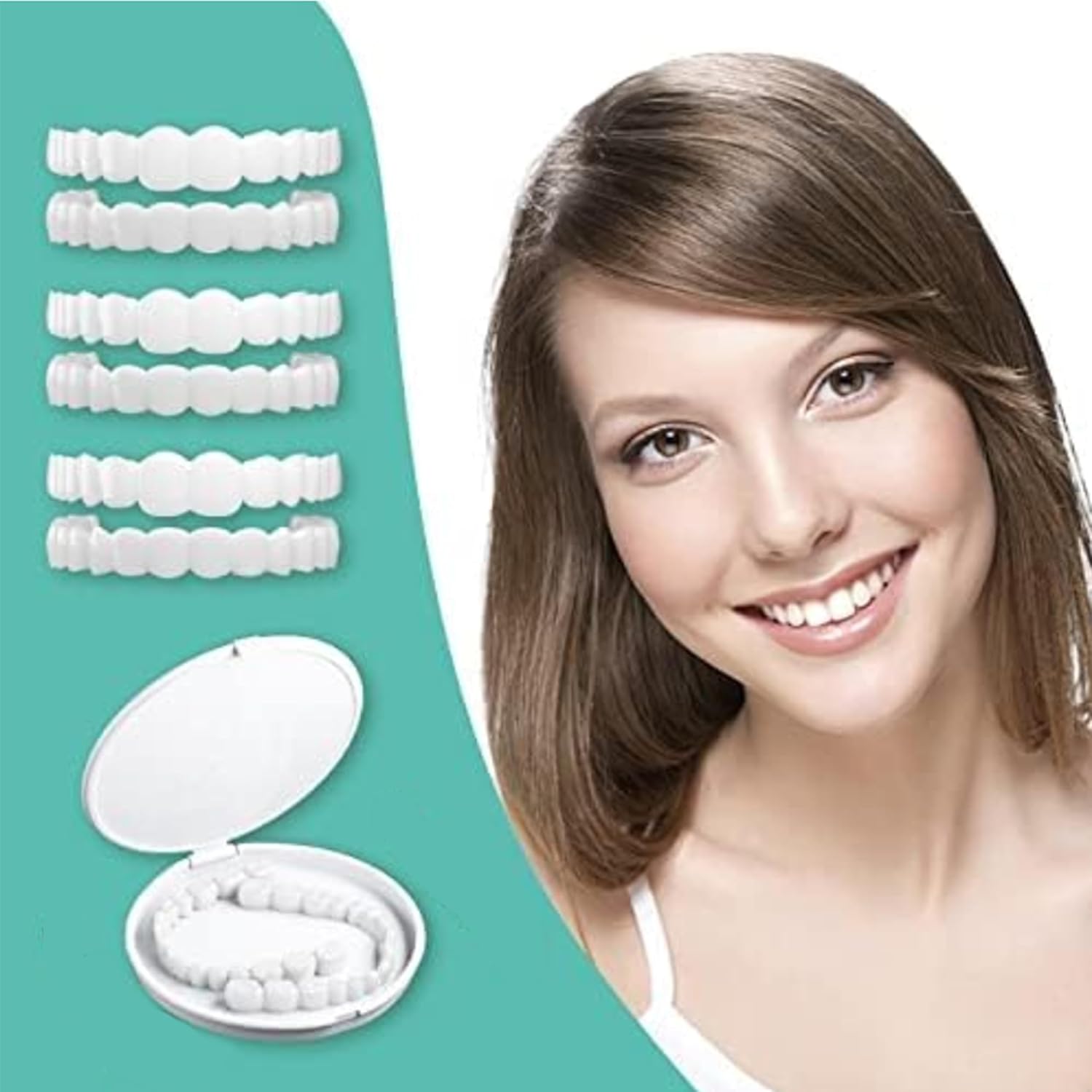 3 Pares de Lentes Temporárias Snap-in para Homens e Mulheres: Solução Confiável e Confortável para Cobertura de Imperfeições Dentárias