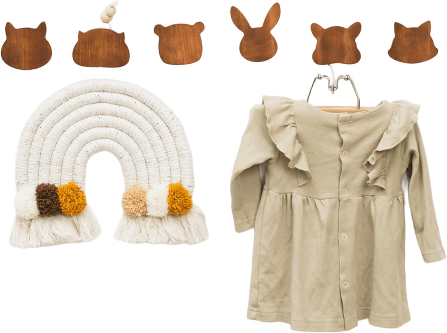 Enjoy The Wood Dinosaur Wall Hooks Nursery Decor Wooden Hangers for Boys Room Cute Hooks Kids Bedroom Birthday Child Gift for Baby (Simple Circle, Red)