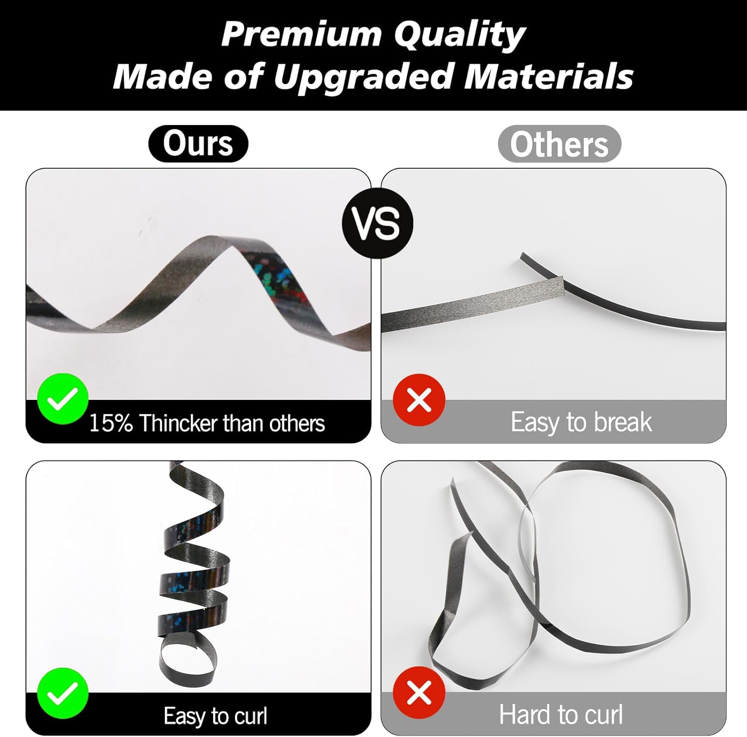 500 Yard Black Curling Ribbon, Black Shiny Curling Ribbons for Gift Wrapping, Thin Craft Balloon Ribbons String for Balloons, Gift Wrap Bows Ribbon for Birthday Party Christmas Halloween Decorations - Image 2