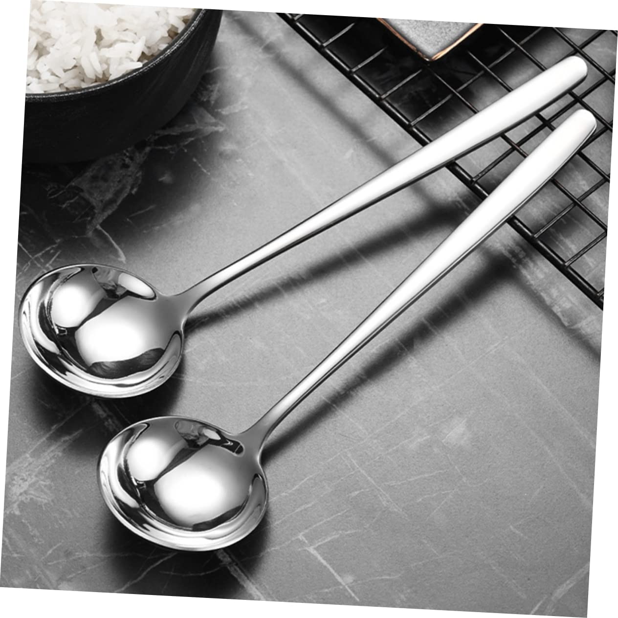 Amosfun 6 Pz Cucchiaio in Acciaio Inossidabile Cucchiaio Di Riso Da Minestra Multifunzione Di Porridge Paletta Da Tè Cucchiai Da Mestolo Cucchiai Per Mescolare Silver