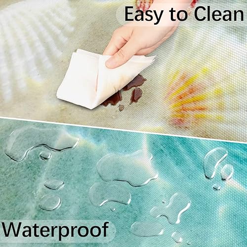 Miniatura 5 de Mantel para exteriores con diseño de estrella de mar y conchas de mar con cremallera y agujero para paraguas, cubierta de mesa impermeable con