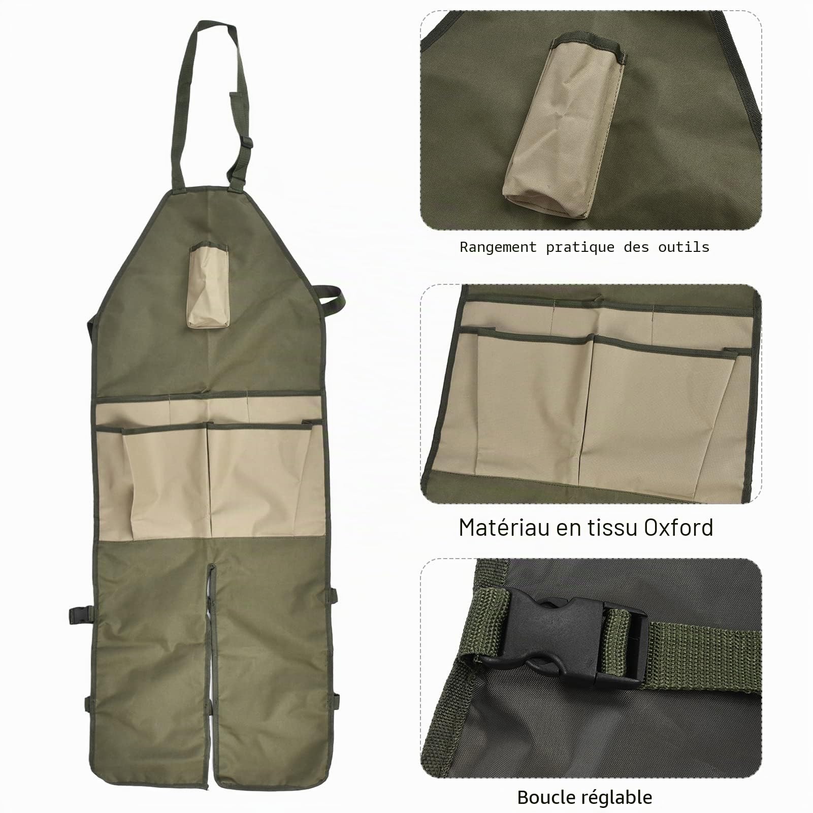 BestAlice Tablier de Jardinage, Tablier de Jardin avec Poches, Style Long, Tablier D'extérieur, Protection des Jambes, Matériau en Tissu Oxford, Boucle Réglable, Imperméable, Tablier de Leggings
