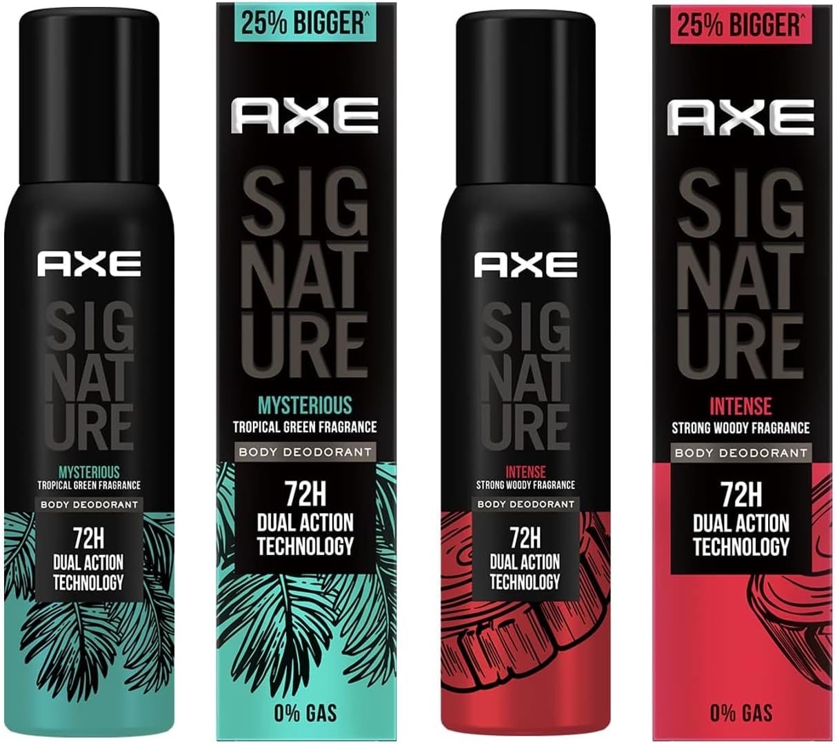 AXE Signature Body Perfume, Intense, 154ml & Signature Body Perfume, Mysterious, 154ml Spray For Men - Wood