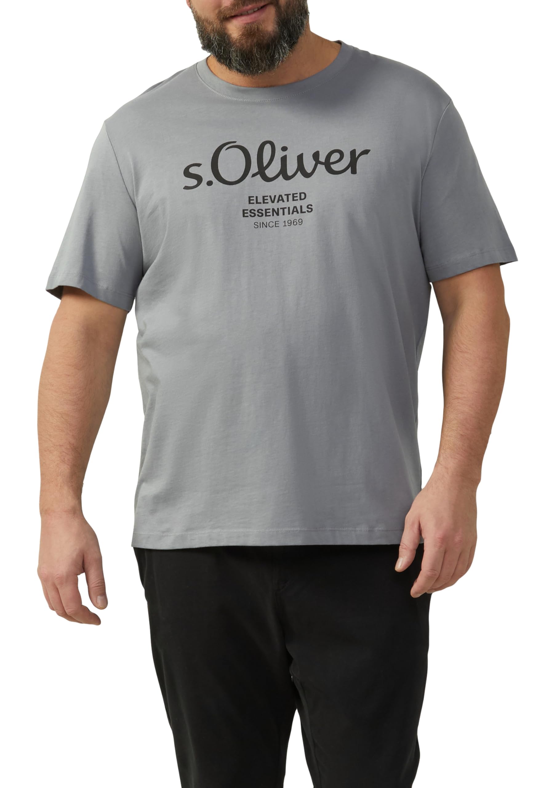 s.Oliver Mens Logo T-Shirt, Dove Grey, 4XL