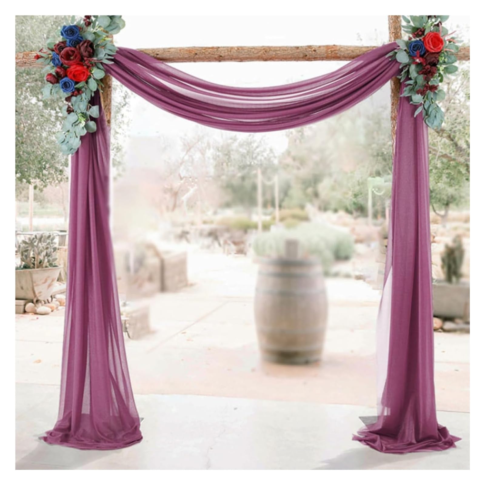 Hochzeitsdekoration, Hochzeits-Tüll, Chiffon, DIY, Hochzeitsbogen, durchsichtiger Kristall, Hochzeits-Drapierungsvorhang, Party-Hintergrund-Dekoration(Wine red,75x600cm)