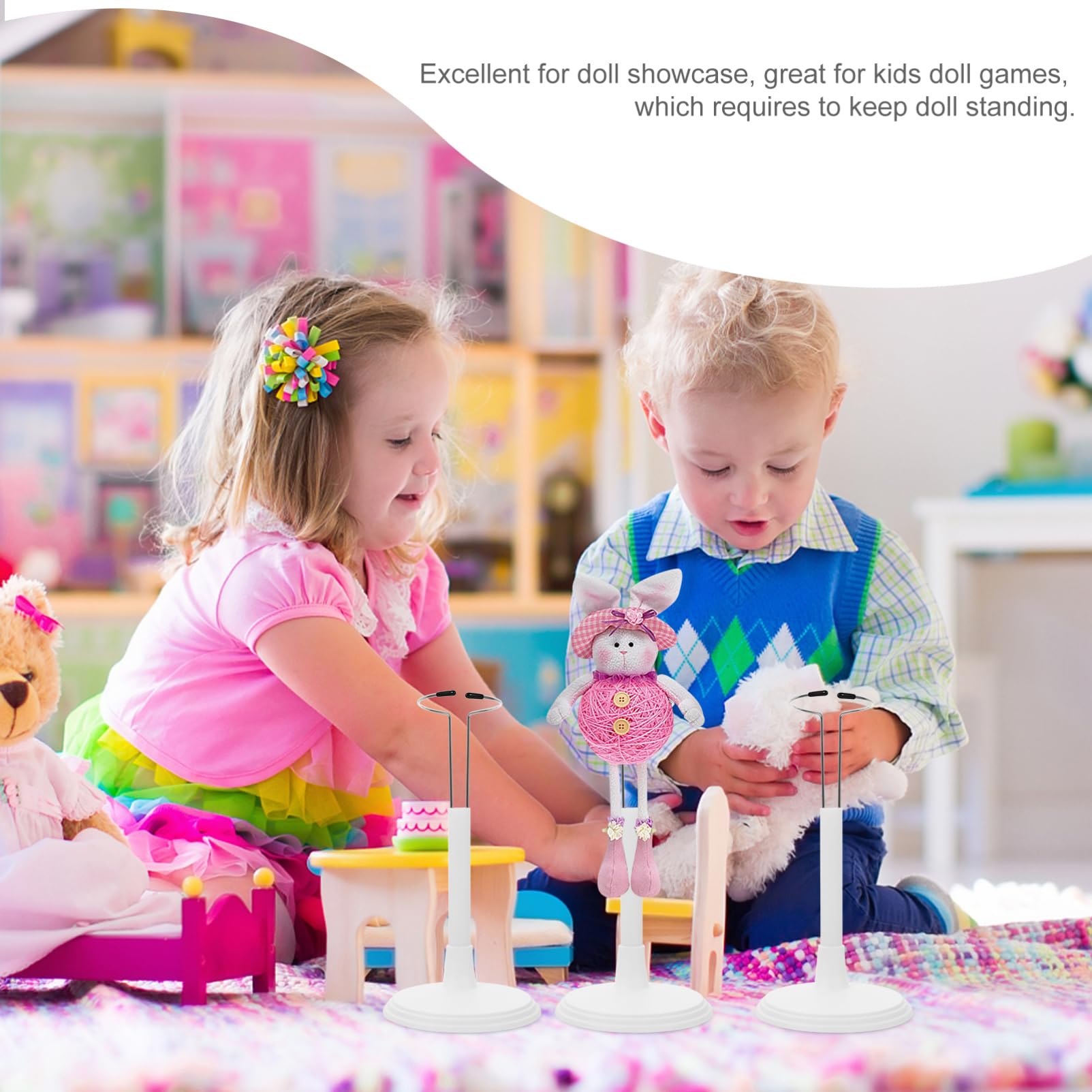 SAFIGLE 2Pcs Creative Doll Bracket Support?Portable Toy Stand Fashion Doll Storage Rack for Home Store (White Rack for 25cm Doll)