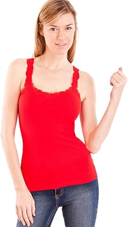 Red lace trim cami Clearance