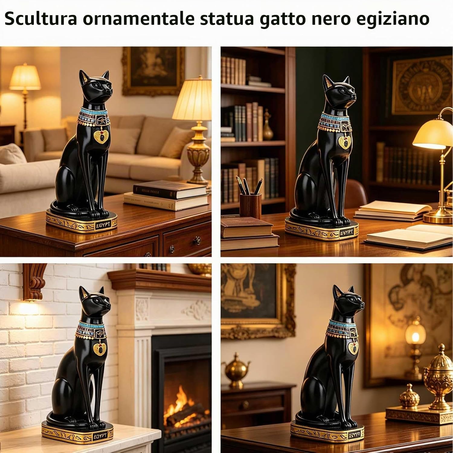 Tyenaza Adorno de Gato Egipcio, Escultura Gato Egipcio, Estatua de Resina de Gato Egipcio, Egipto Gato Diosa Bastet Estatua, para el Hogar Habitación Decoración Exquisita, Buen Regalo(28cm)