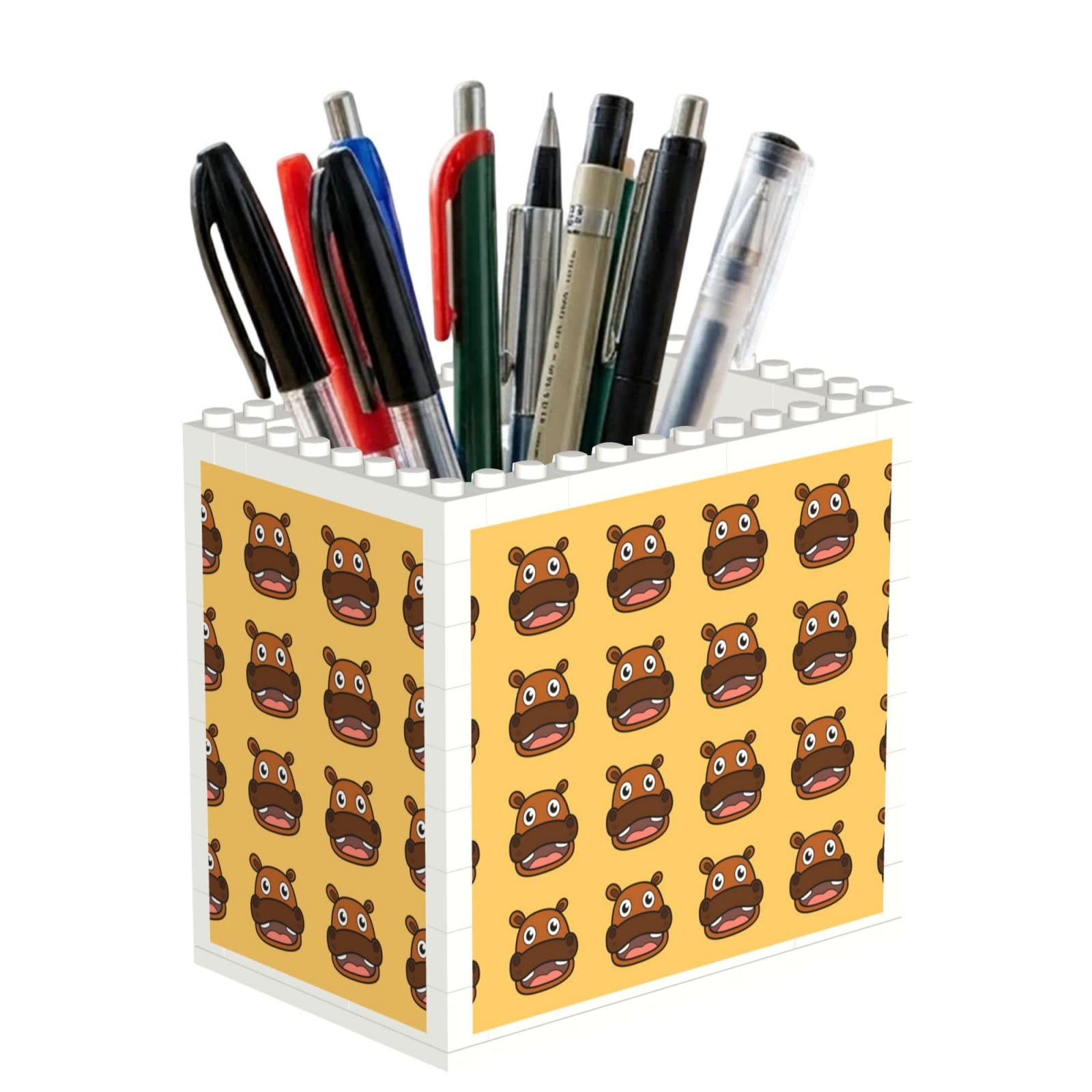 Poadnly Happy Hippo, Pen Pot Pencil Holder for Office Home School, Compact Desk Organiser for Office Stationery