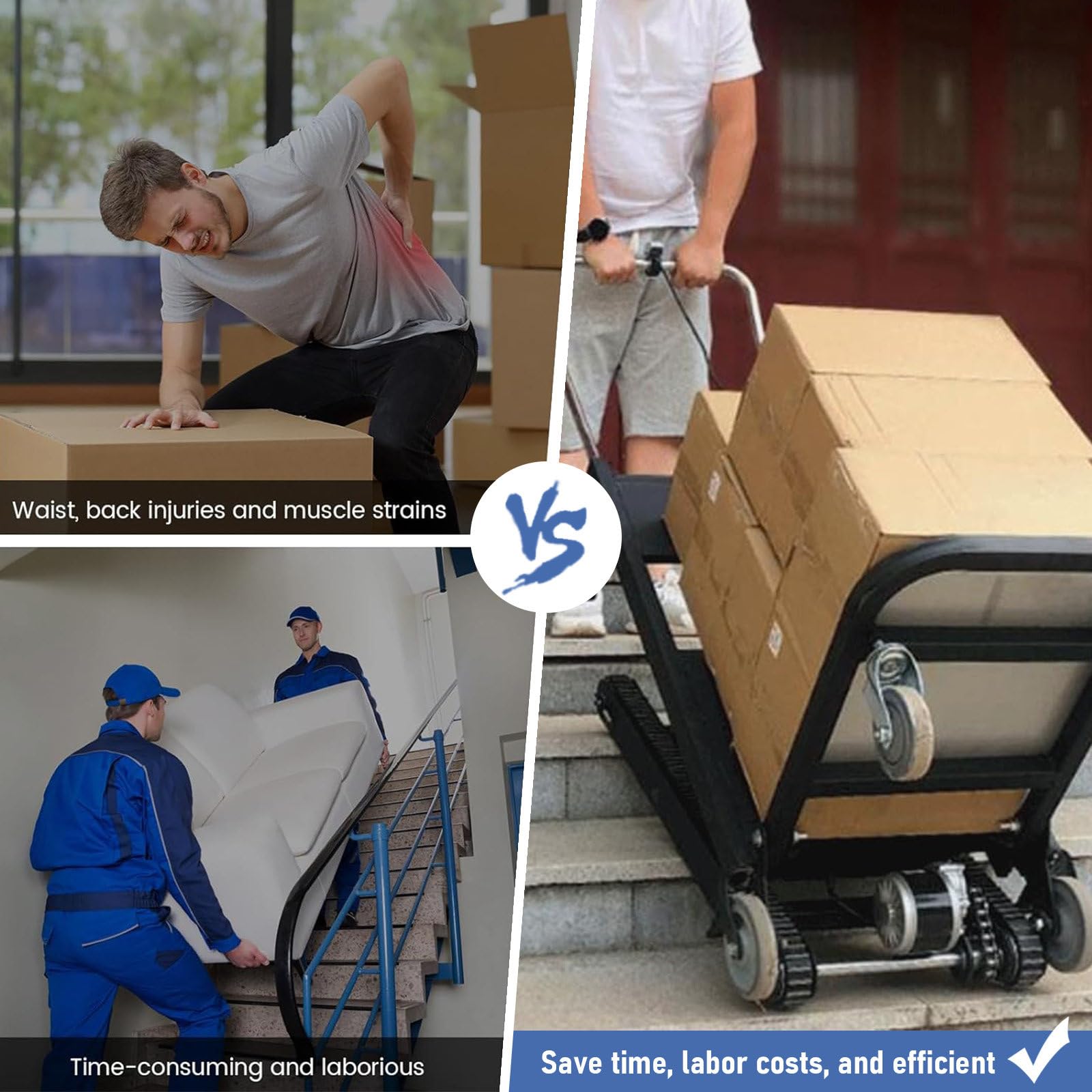 Carrello Saliscale Cingolato, Per Il Trasporto Di Elettrodomestici/Acqua In Bottiglia, Carrello Saliscale Elettrico, Motore Brushless DC Da 500 W, Portata Massima 260 KG