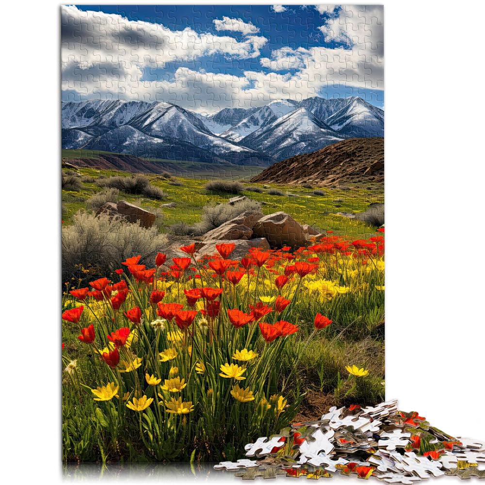 Poster Frühlingsberge Puzzle 2000 Teile für Erwachsene Spielzeug für die ganze Familie einzigartiges Herausforderungsspiel 70x100cm