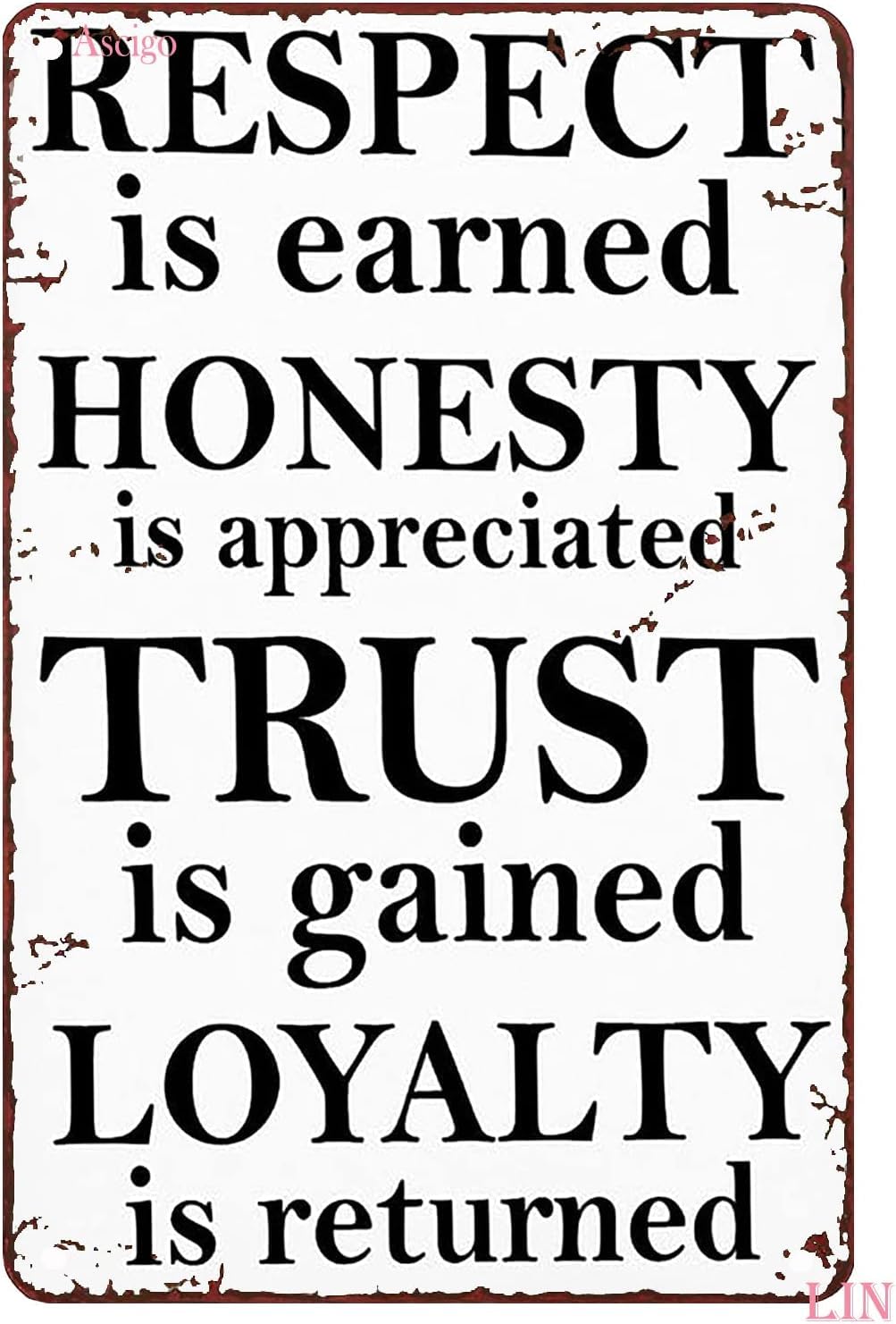 Kwqdozf F8 12X16inch Metal Decor Wall Art Office Decorations Bathroom Respect Is Earne