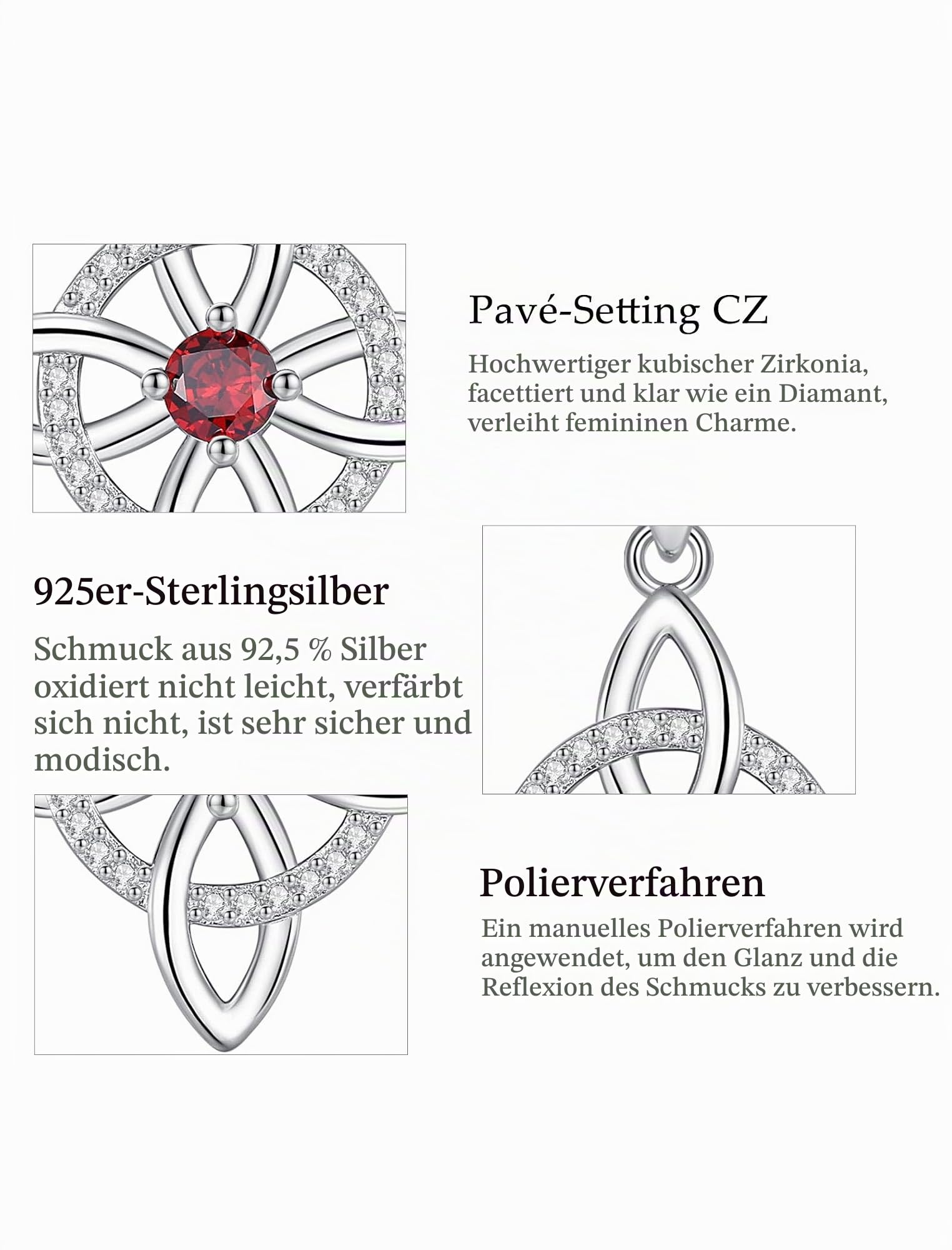 AEONSLOVE Hexenknoten Halskette Damen Silber 925 Irisch Keltischer Knoten Kette mit Geburtsstein Hexenanhänger Hexen Knoten Schmuck