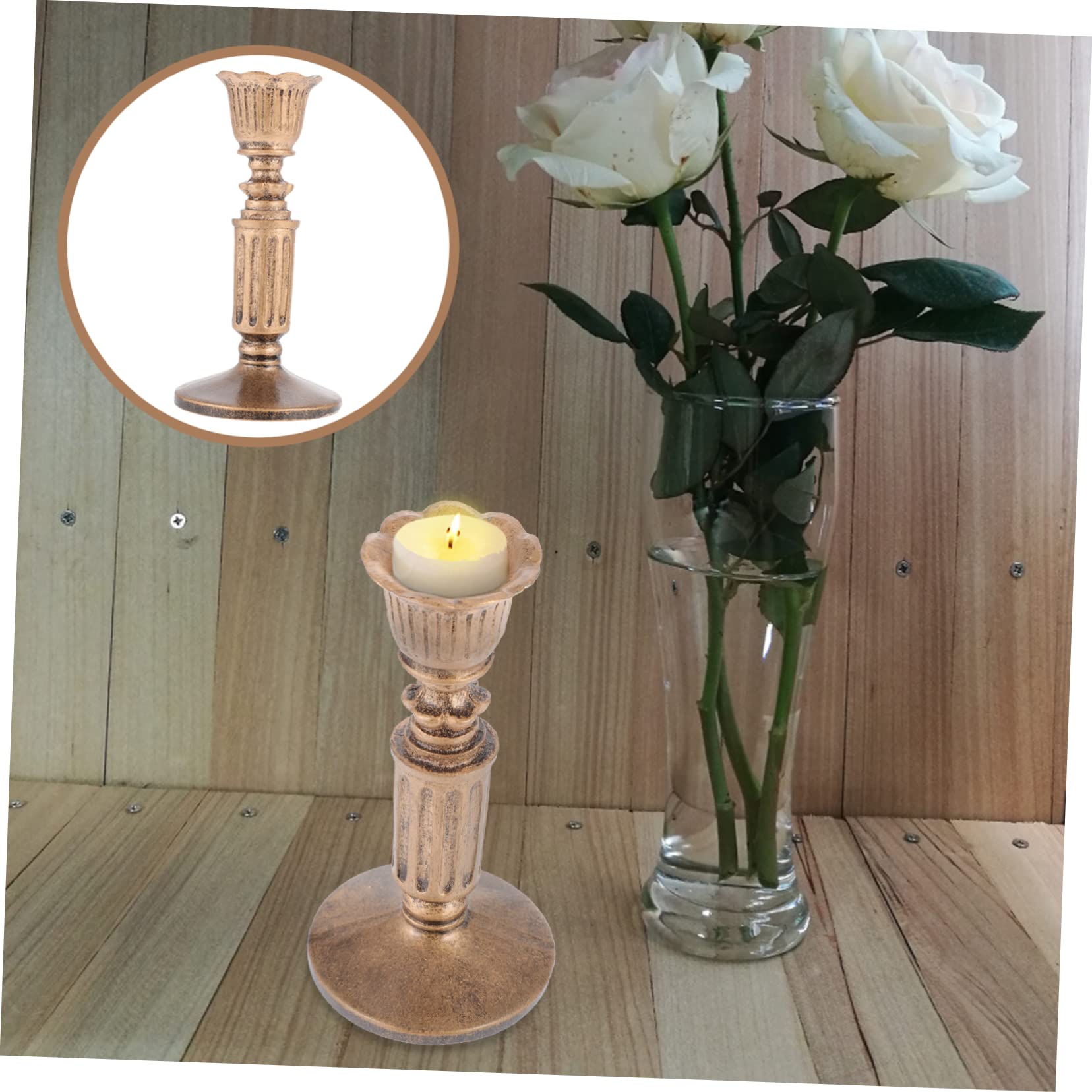 ABOOFAN 3 STK Leuchter Dekoration Teelicht Flamme Hochzeitsdeko Gold Spitzkerzen Kerzen Stecken Kerze Für Den Hochzeitstag Schmücken Retro Große Kerzenhalter Gedenkkerze Party Laterne Harz