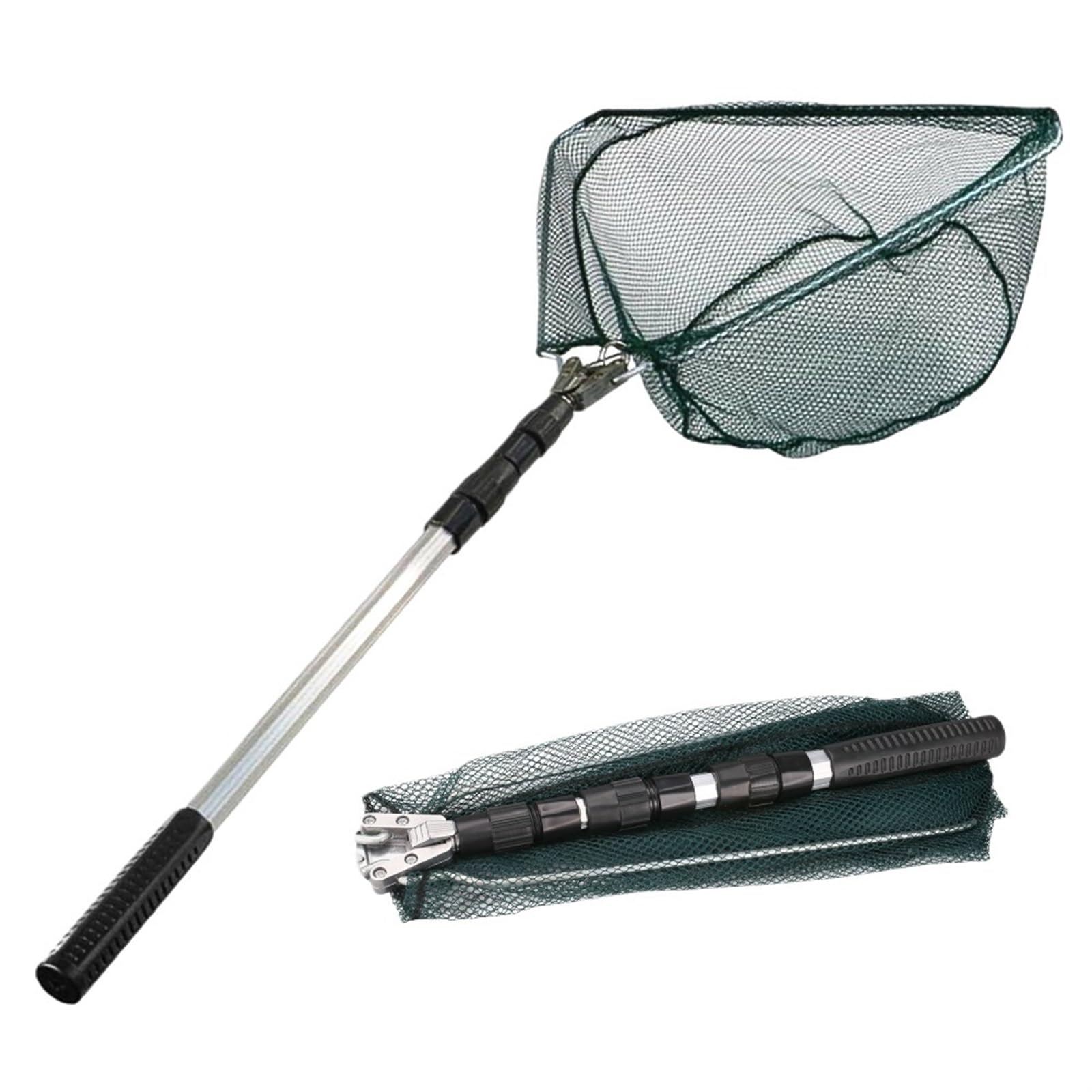 Angelkescher, Fischernetz, 130 cm, Aluminiumlegierung, teleskopierbar, zusammenklappbar, einziehbare Stange für Karpfenangeln, Fangen und Freigabe von Fischernetz