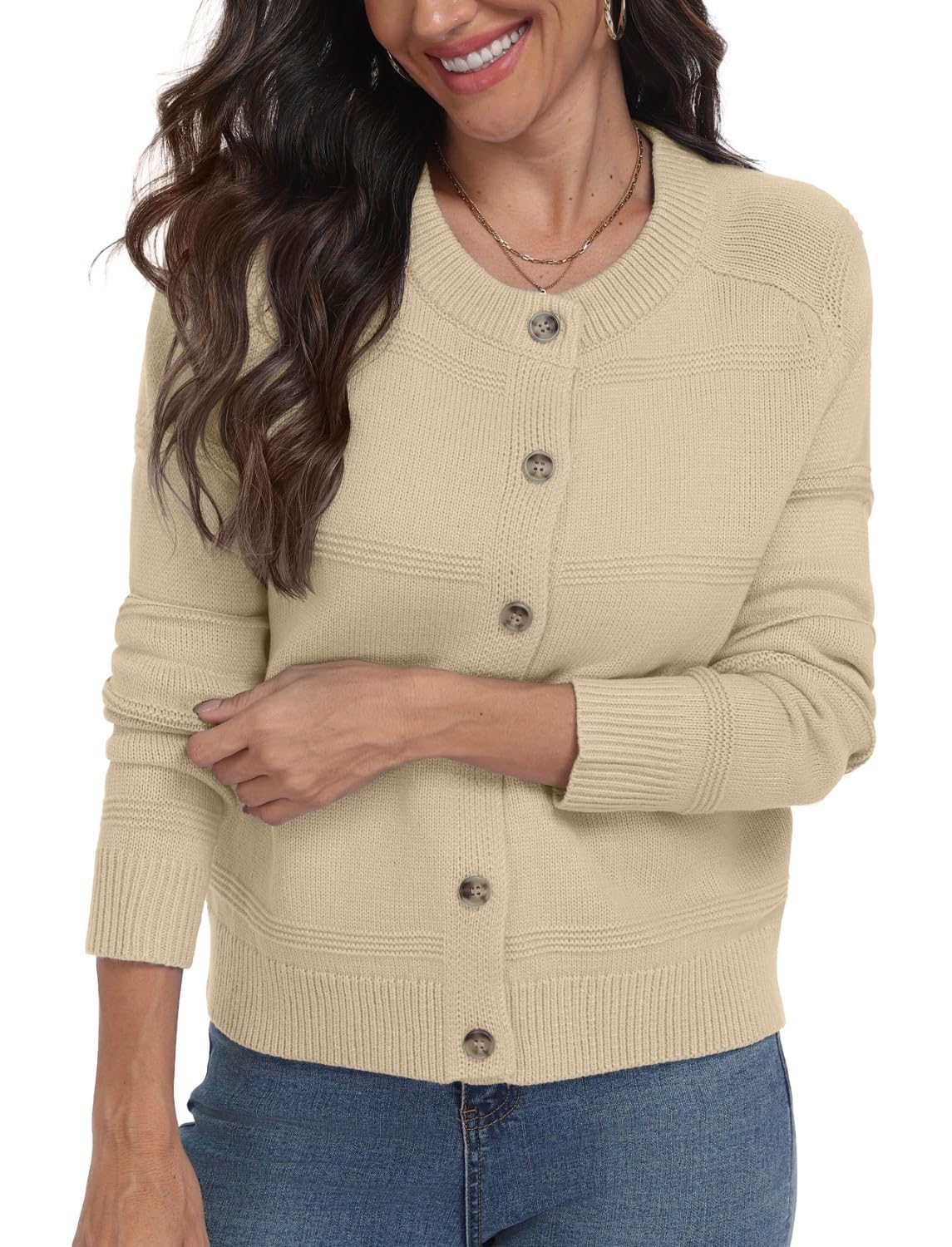 PrinStory Cardigan da donna UK in maglia a trecce a maniche lunghe con bottoni sul davanti maglione aperto sul davanti elegante capispalla