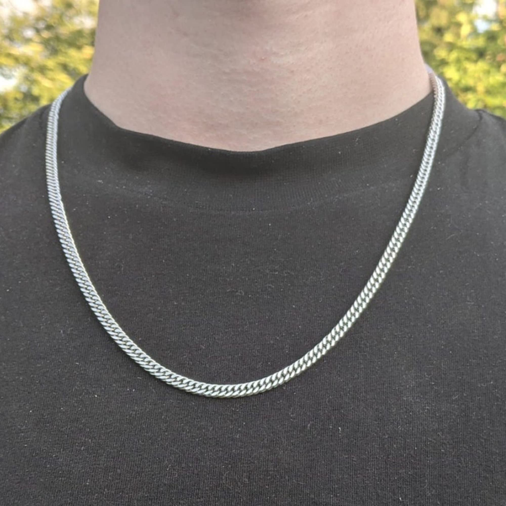 Cadena de eslabones cubanos con cierre de plata de ley 925 para hombre, 4 mm, corte de diamante, collar de cadena cubana de 16, 18, 20, 22, 24, 26, 28, 30 pulgadas