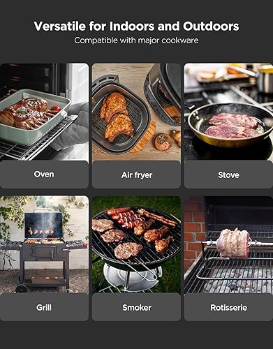 Vista 4 de GoveeLife Termómetro inalámbrico Bluetooth para carne con base LCD digital independiente, rango ilimitado WiFi, precisión de ± 1.8 ℉, sondas