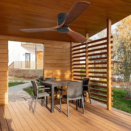 Miniatura 9 de Sofucor Ventilador de techo de perfil bajo de 52 pulgadas con control remoto, ventiladores de techo silenciosos de 6 velocidades sin luces,