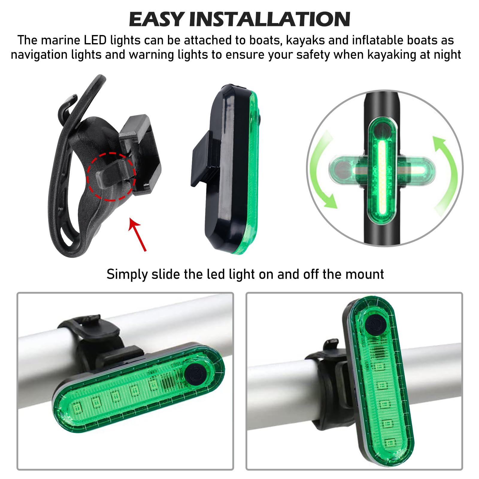 PORFOYO 6 Stück LED Navigationslichter Für Boote, Boots Navigationslichter, Boots-Navigations lichter Buglichter Led Bootslichter Wasserdichte Signalleuchte 4 Arten Blinkmodus, Für Marine Boot Yacht