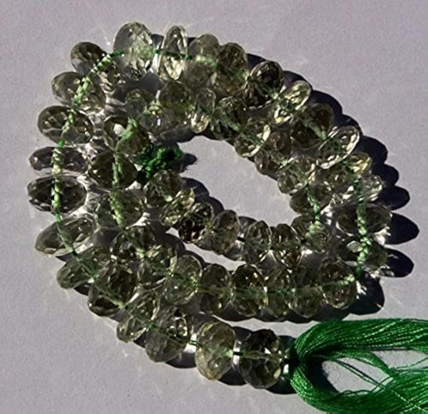 Améthyste verte perles rondelles micro-facettées 7-9 mm pour bijoux d'évasion et bien-être