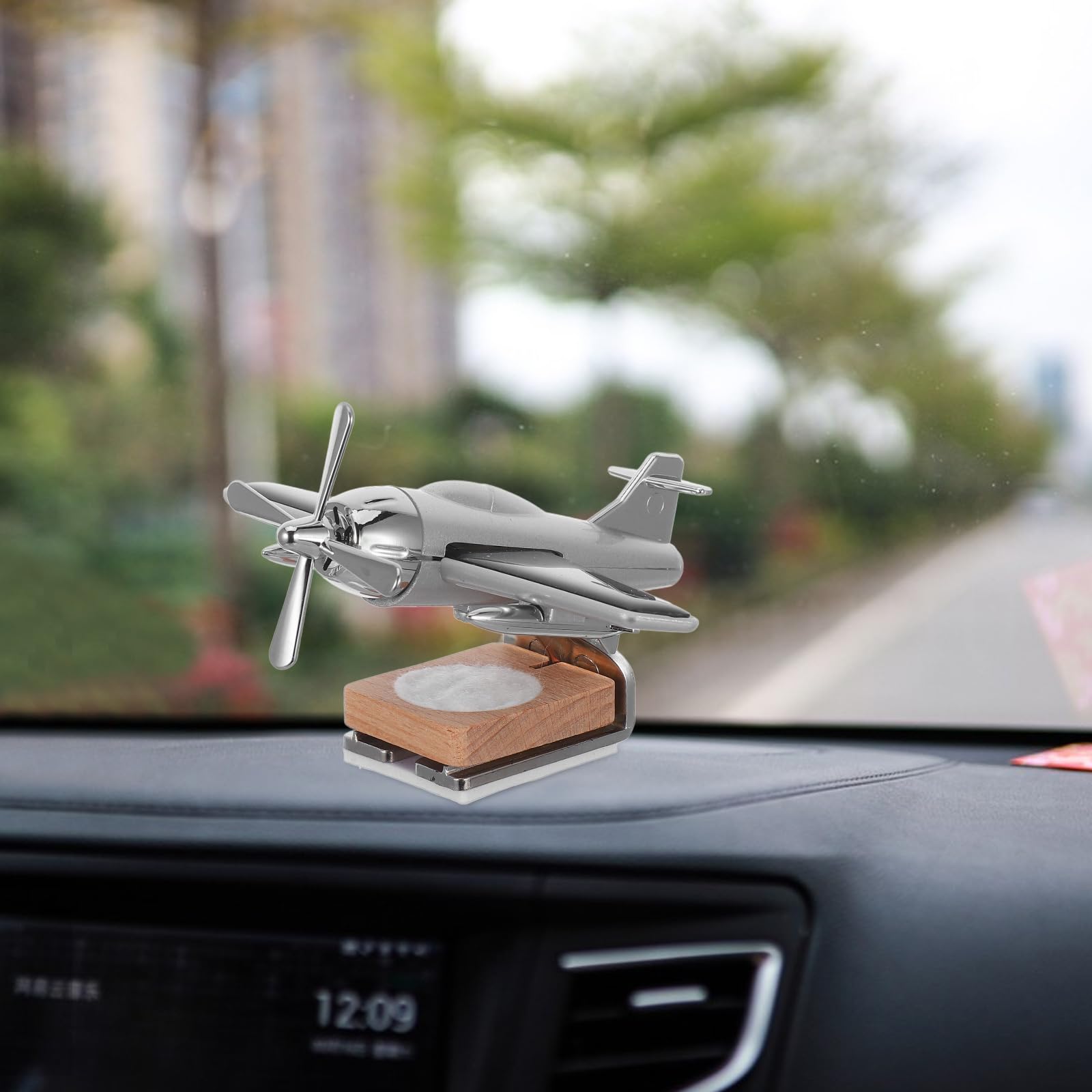 Homoyoyo Auto Ätherischen Öl Diffusor Solar Flugzeug Auto Diffusor Holzbasis Duft Aromatherapie Schreibtisch Ornamente für Büro nach Hause Weihnachten Neujahr (Ohne