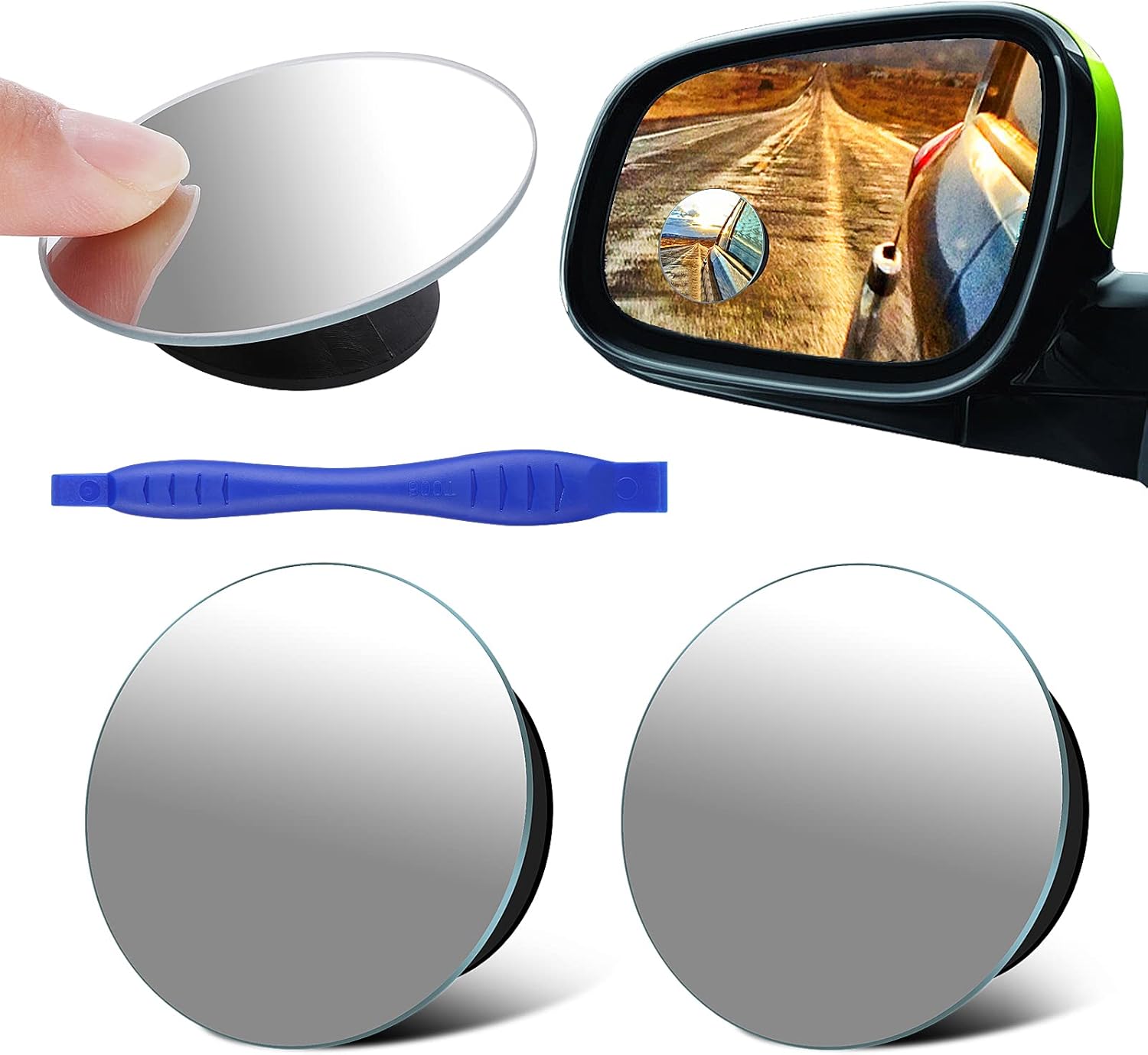 cobee Toter Winkel Spiegel, 2 Stück 5,1 cm runde konvexe Rückspiegel verstellbarer HD Glas Toter