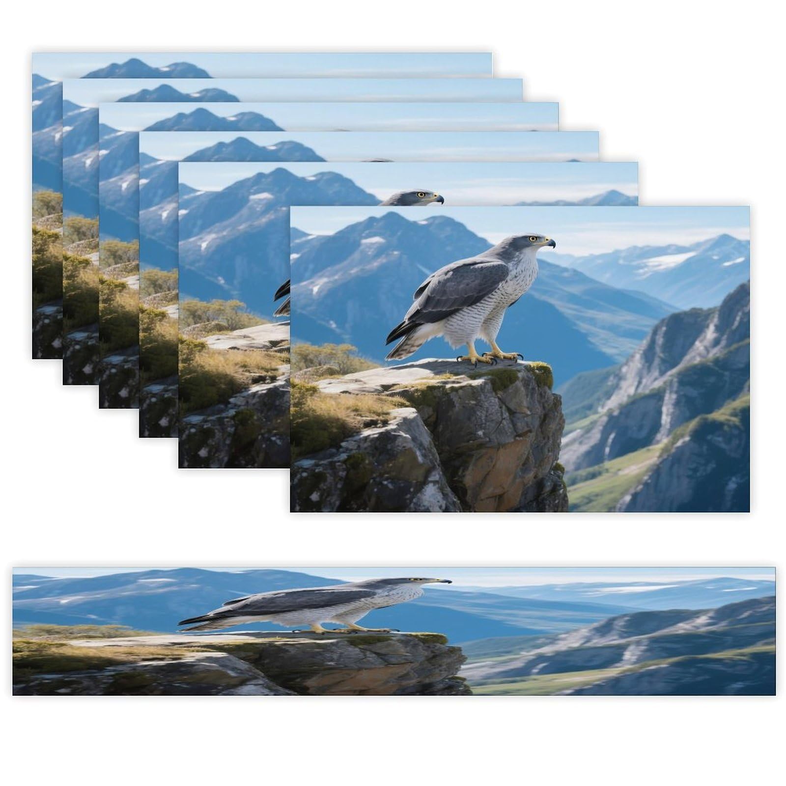 Goshawk Table Runner and Placemats Set of 7 Linen Table Mat Non-Slip Place Mats Washable Placemat Heat Resistant Place Mat with Table Runner for Party Dining Decor