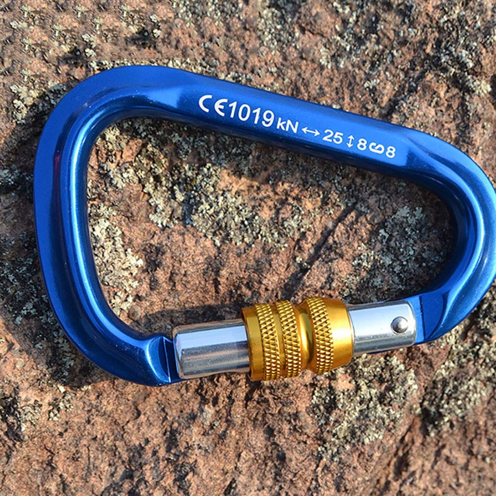 Moschettone da arrampicata con bloccaggio 3 pezzi Moschettone con bloccaggio in alluminio Gancio per moschettone resistente a forma di D per arrampicata, amache, clip di fissaggio per moschettone pe