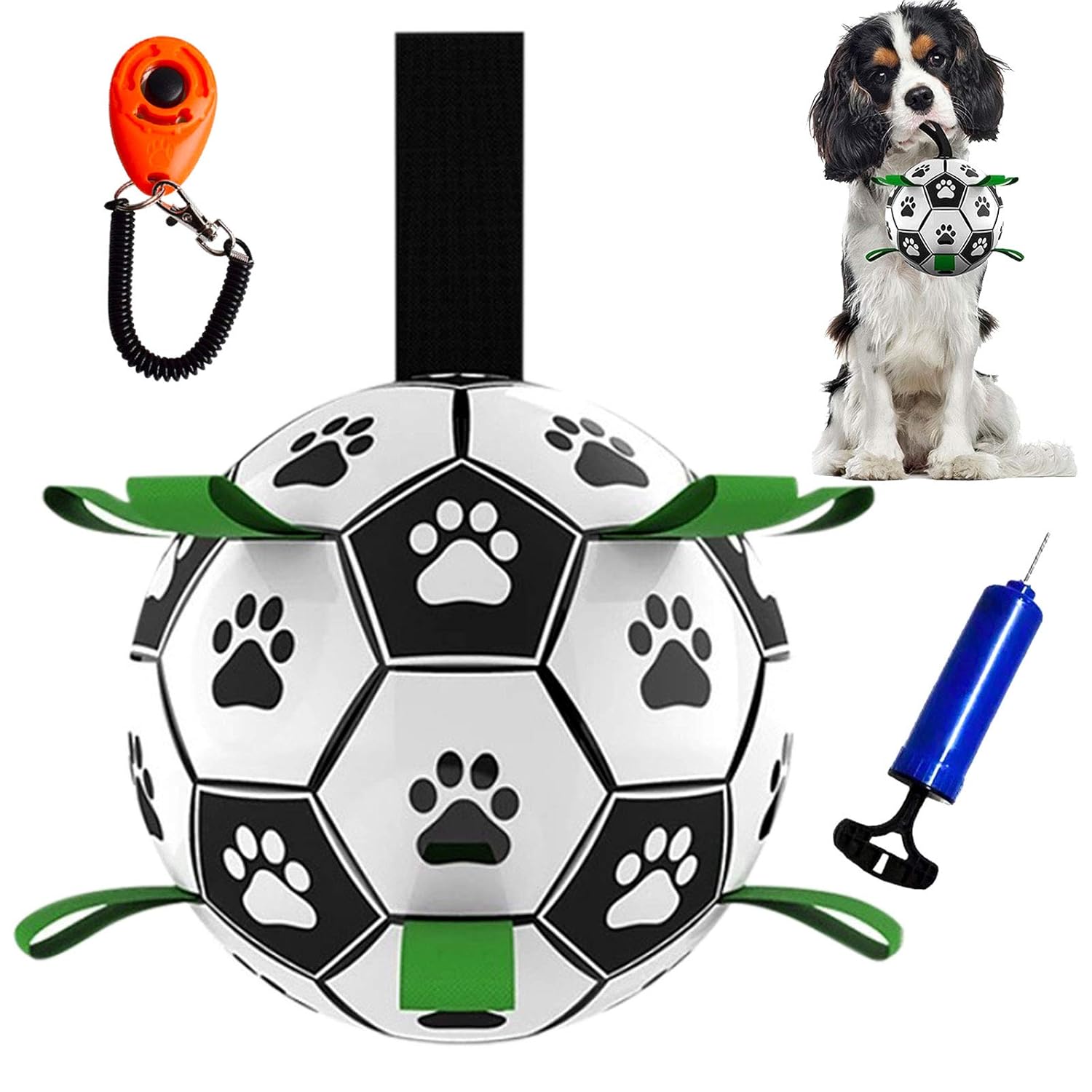 Dog Soccer Ball with Grab Tabs Interactive Football Puppy Balls for Small Medium Breeds Fun Water Pet Dog