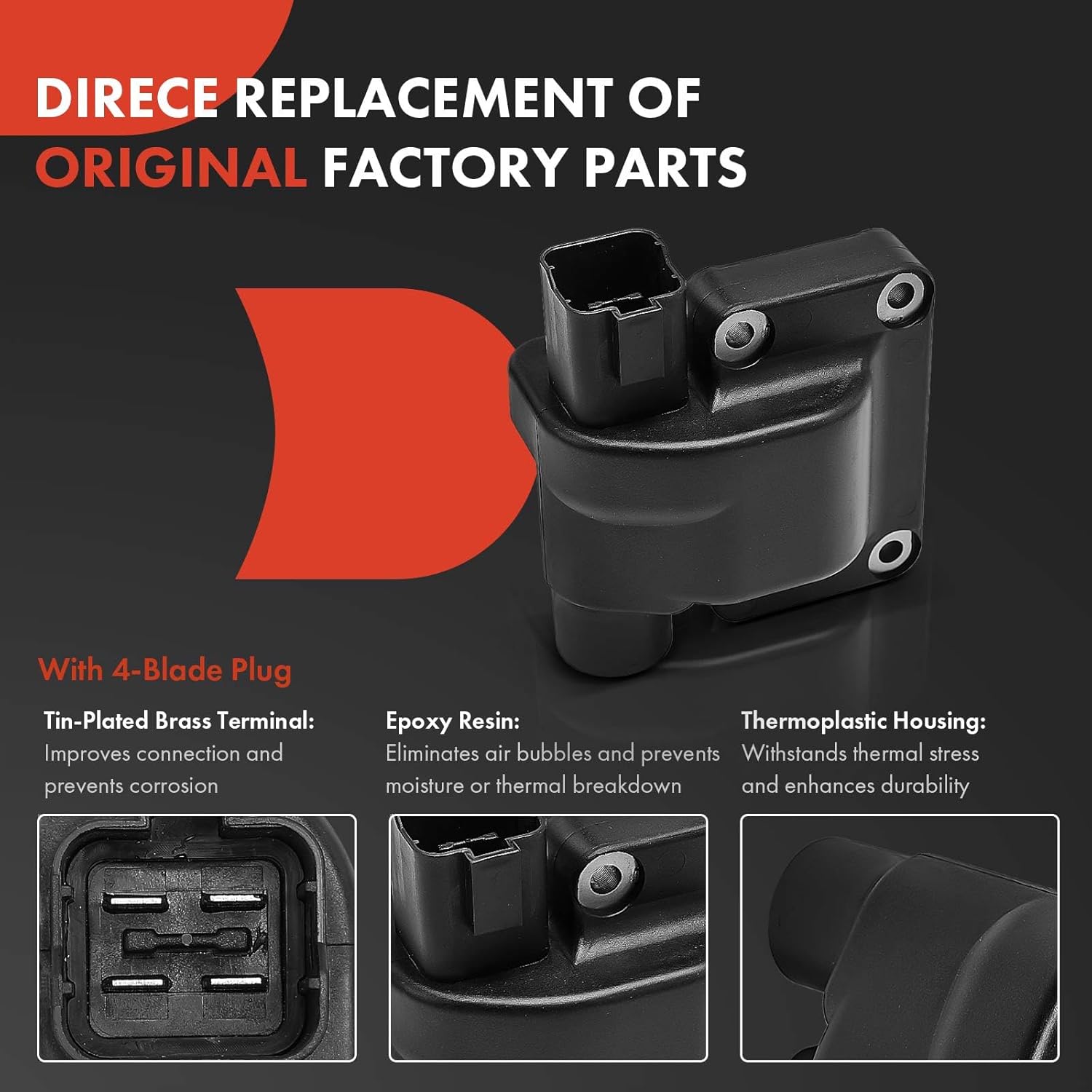 A-Premium 1 Ignition Coils with 5 Spark Plug Wires and 4 Iridium Spark Plugs Compatible with Honda Accord 1997 2.2L