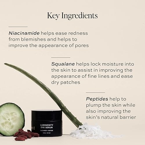 Miniatura 4 de DIME Beauty Luminosity Suero para ojos, suero refrescante para ojos con péptidos y sqaulano, reduce las ojeras y las líneas finas, 1 unidad