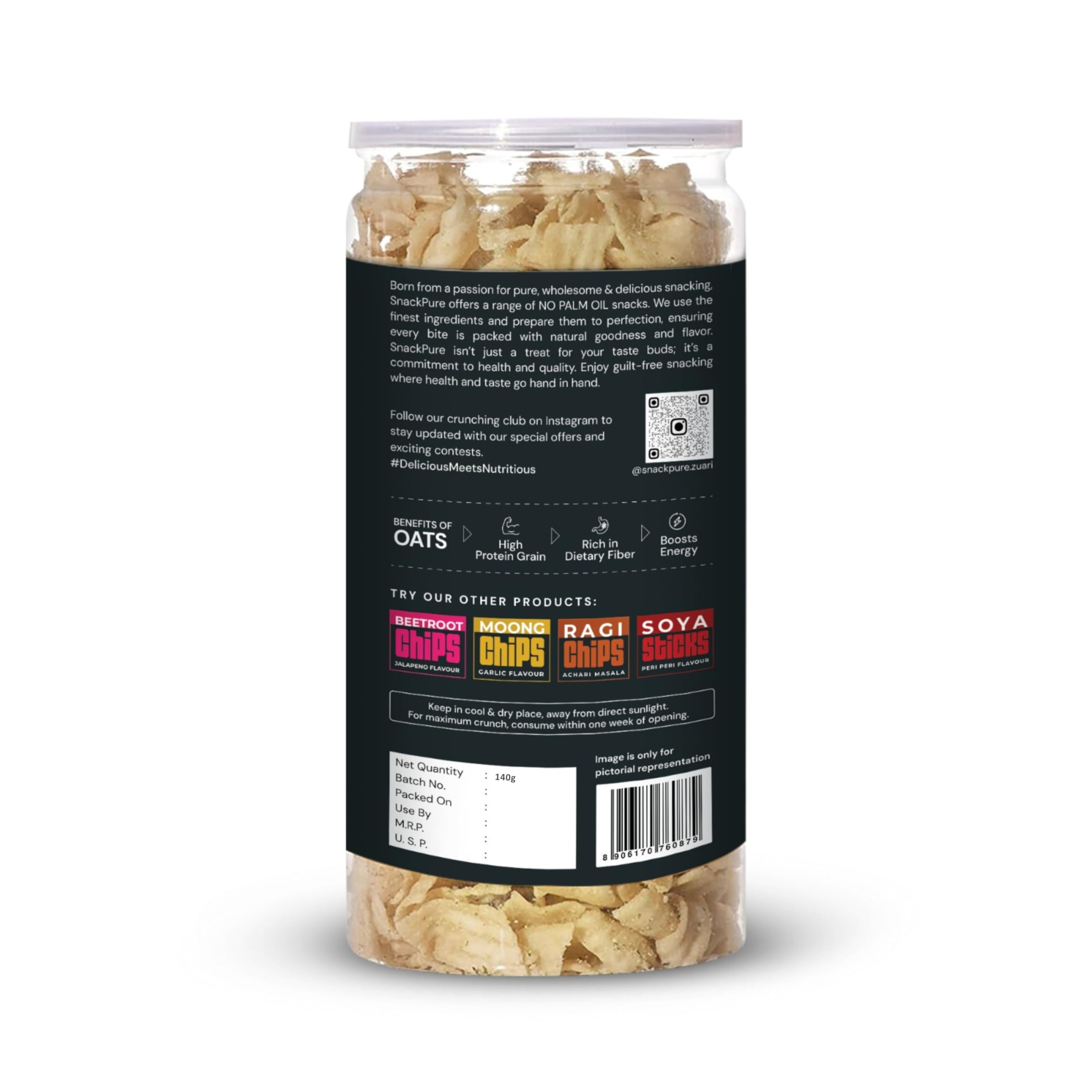 SNACKPURE Oats chips Cream & Onion | No Palm Oil | Gluten Free | Healthy Chips | No Preservatives | 140g - Image 3 thumbnail
