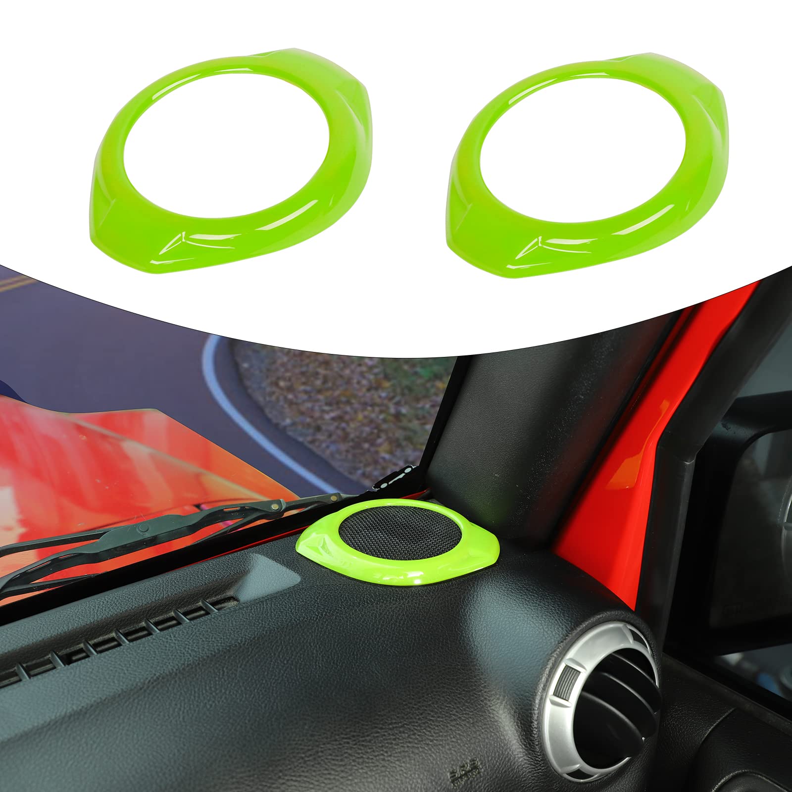 A Pillar Speaker Decoration Cover Trim for Jeep Wrangler JK & Unlimited 2015-2018 Interior Accessories(Green)