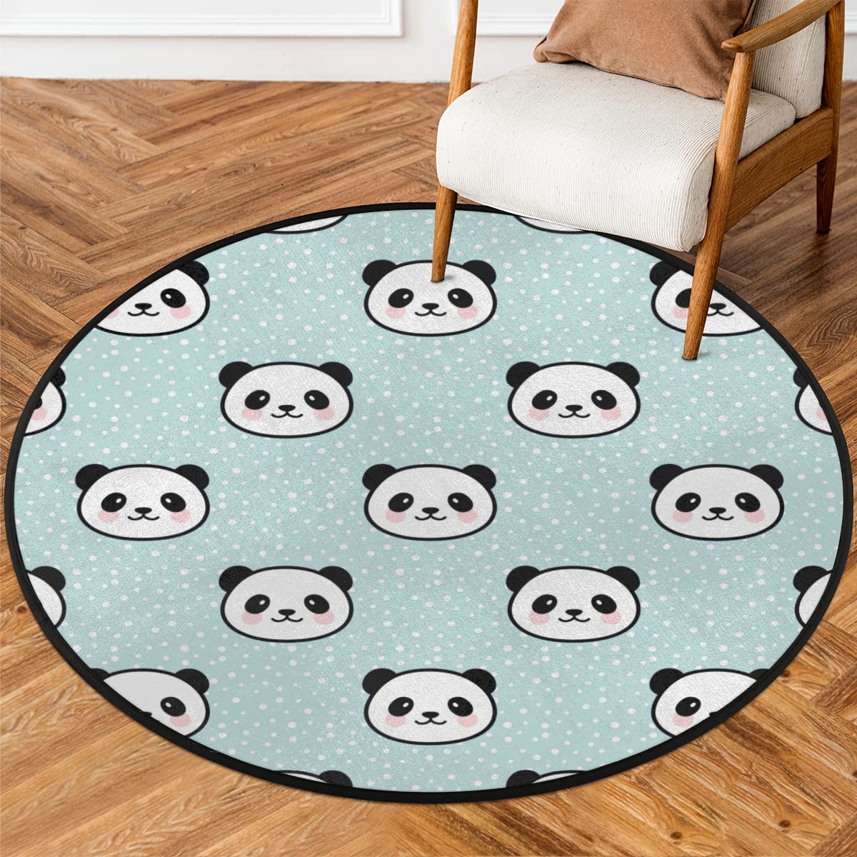 TropicalLife Kreskówka panda okrągły dywanik 160 cm zabawna panda koło dywaniki do pokoju domu wewnątrz antypoślizgowa podłoga wewnątrz duża mata dywan