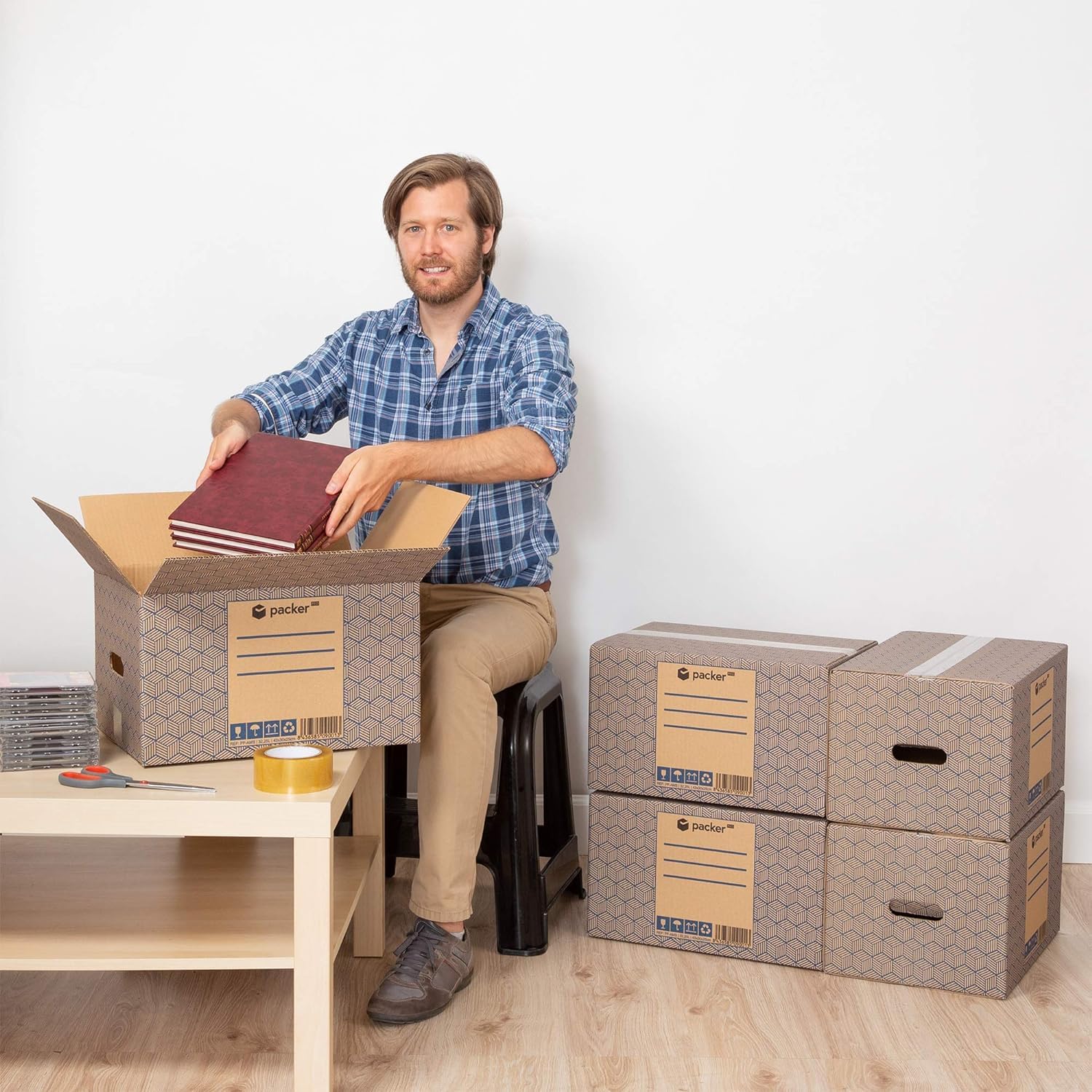 Lot de 12 boîtes de déménagement et de rangement extra larges 600 x 300 x 275 mm Ultra résistantes avec poignées, 100% écologique | Packer PRO (20x (430x300x250mm))
