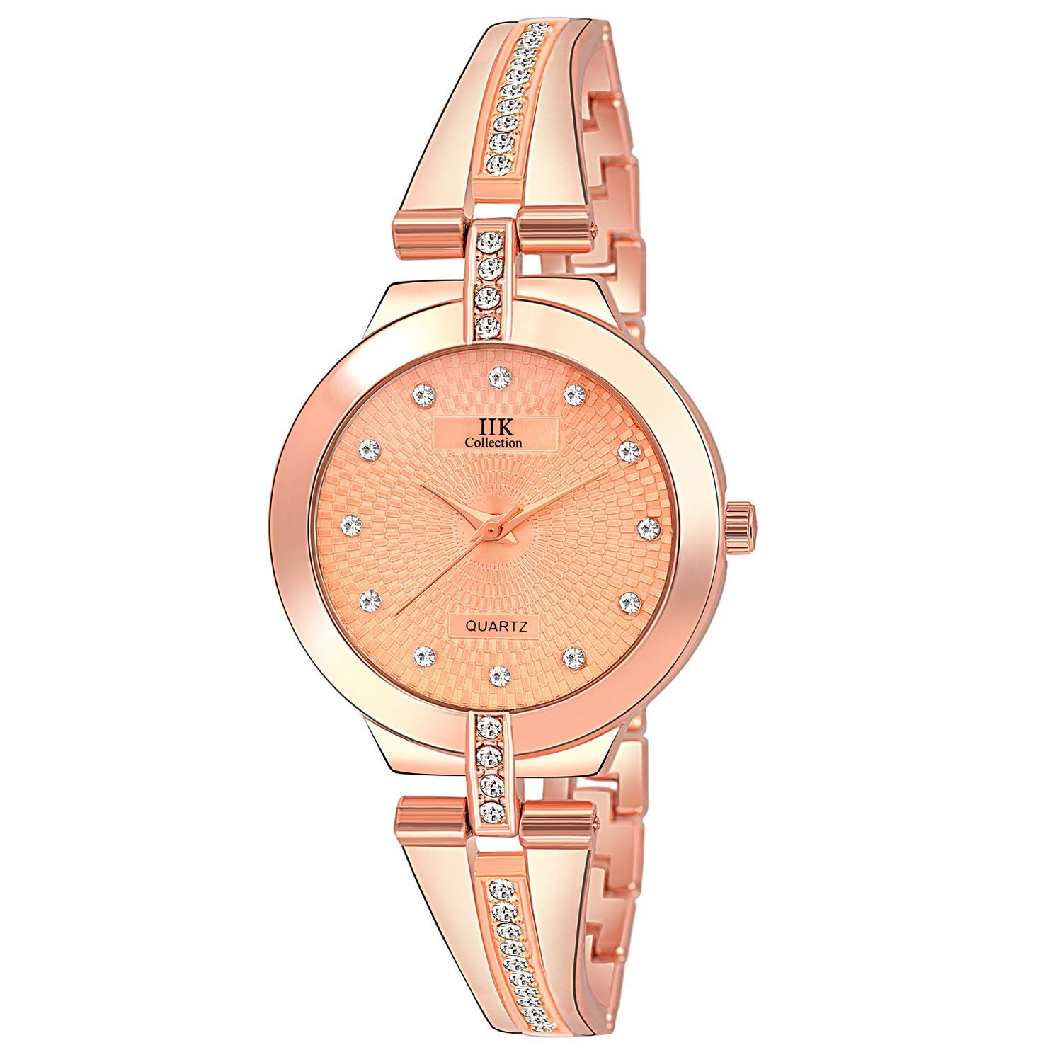 IIK COLLECTION Round Studded Dial Watch for Women |Analogue Quartz Movemnet Ladies Watch|Long Battery Life|Stainless Steel Adjustable Bracelet Chain Strap|Double Lock Clasp Safety Watches for Girls (B08QW3G3H9) Amazon Price History, Amazon Price Tracker
