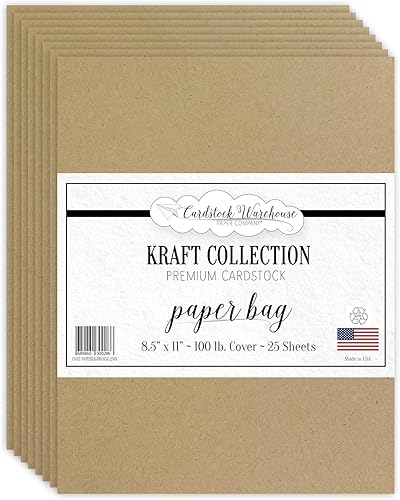 Miniatura 1 de Cardstock Warehouse - Bolsa de papel kraft color marrón, 8.5 x 11 pulgadas, 100 libras, 9.52 ozm, 100% papel de cartulina reciclado, 25 hojas