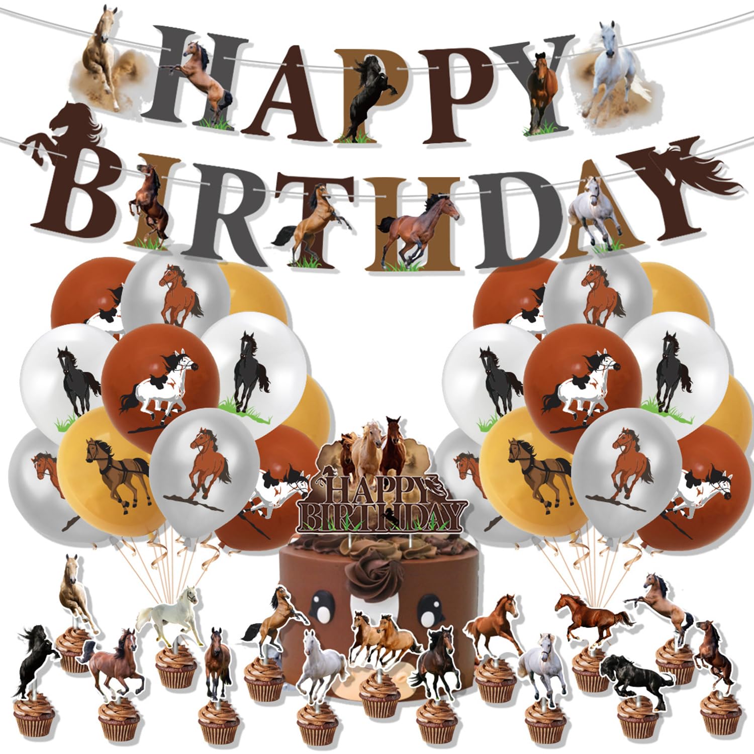 Buy Horse Birthday Decorations Racing Horse Themed Balloons Set