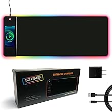 Wireless Charging RGB Gaming Mouse Pad 15W - LED Mouse Mat 31.5×11.8, 10 Light Modes Extra Large Mouse pad Non-Slip Rubber Base Computer Keyboard Mat for Gaming, MacBook, PC, Laptop, Desk