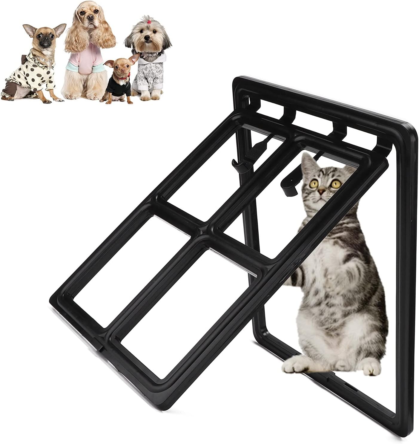 Pet Screen Door, Cat Screen Door Free Entry and Exit Anti-mosquito ABS Automatically Close for Pet Pigs for Dogs for Cats(Large (Tian word type))