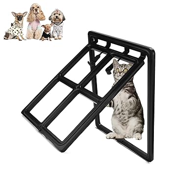 Pet Screen Door, Dog Screen Door for Small, Medium Cats Dogs, Automatic Lockable Cat Door with Magnetic Flap for Existing Screen/Sliding Door, Window, Freely Entry and Exit(L, 18.1