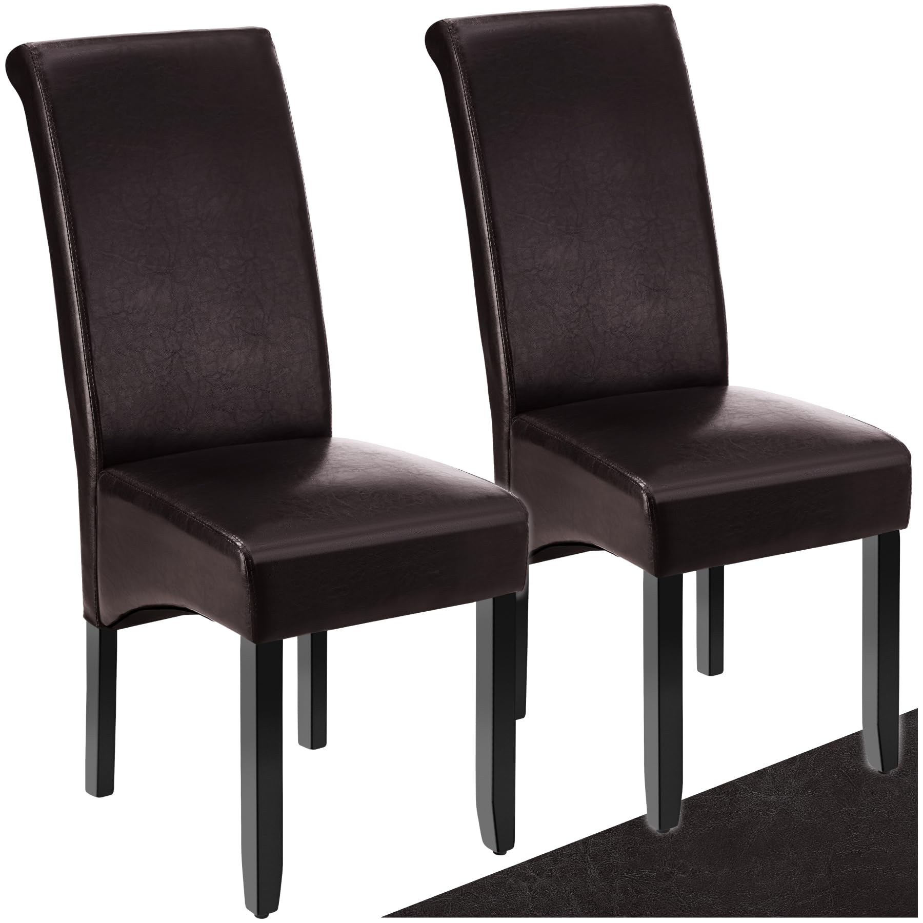 tectake® Lot de 2 Chaises de Salle à Manger Moderne Chaise Ergonomique Confortable Chaise Design en Cuir synthétique Meuble Salon avec Pieds en Bois pour Salle à Manger, Salon, Coiffeuse, Chambre