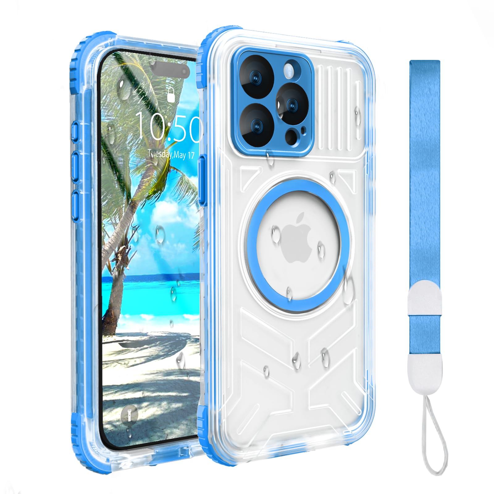 Evcing for iPhone 15 Pro Max Waterproof Case Compatible with MagSafe, Translucent Slim IP68 Underwater Built-in Screen Protector, 12FT Military Grade,
