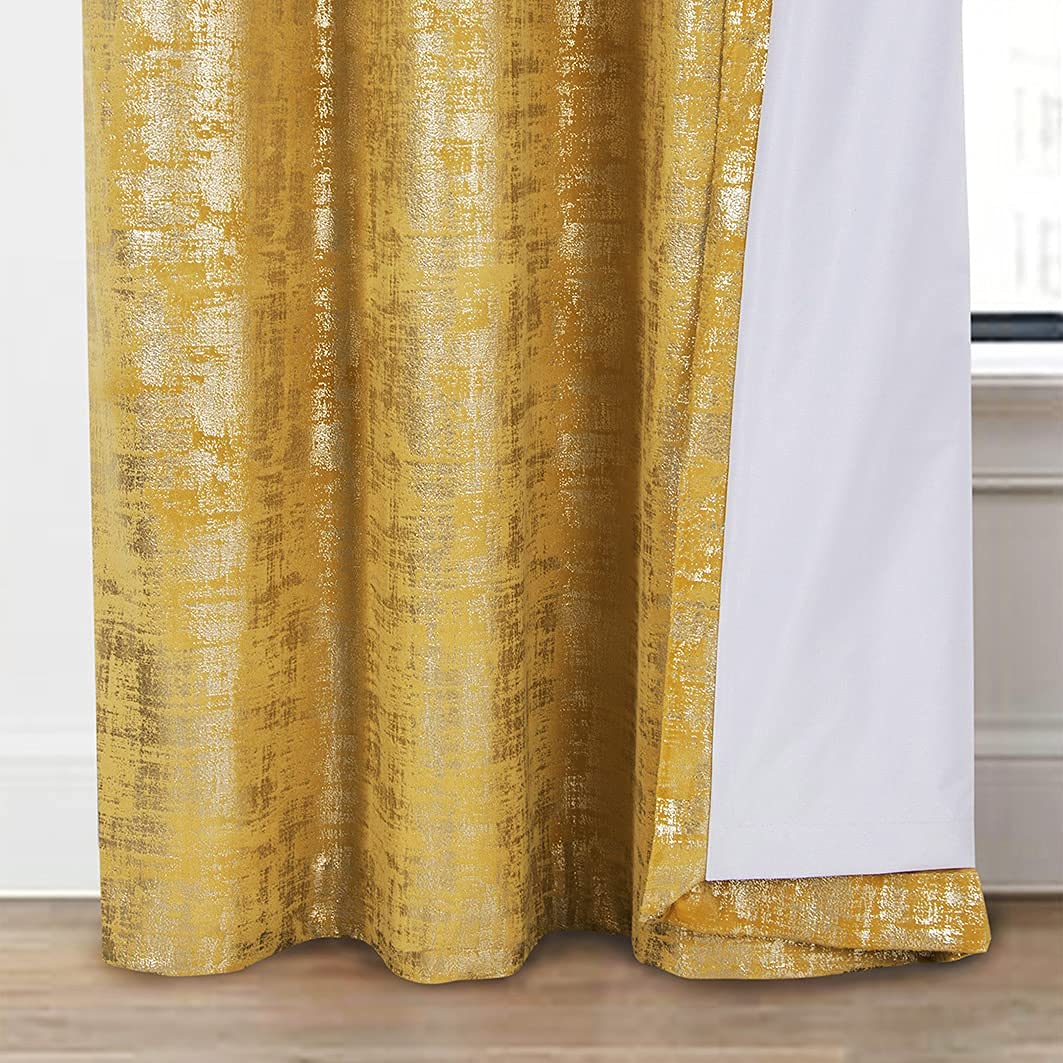 always4u 100% tenda oscurante, set di 2 tende in velluto dorato con occhielli, tende termiche isolanti anti anti freddi, per camera da letto, soggiorno, cucina, motivo lucido metallizzato, beige, 140
